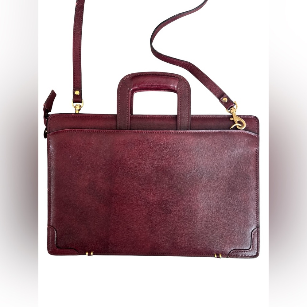 Vintage Mark Phillip top grain leather luxury Burgundy Leather Briefcase